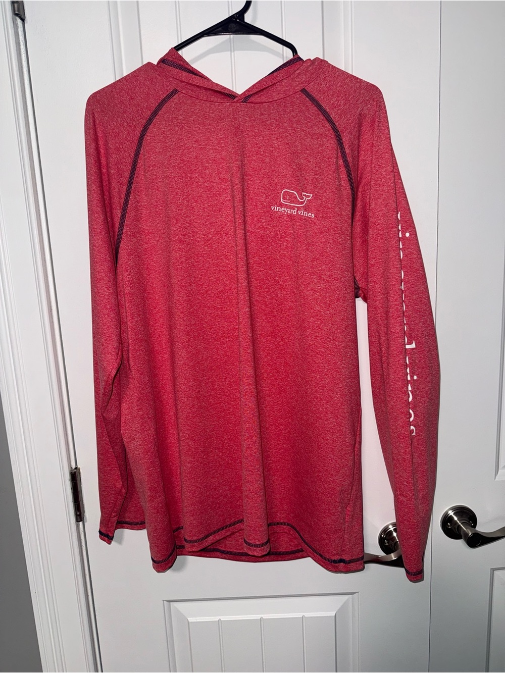 NWT Vineyard Vines Heathered Red Hooded Long Sleeve Pullover